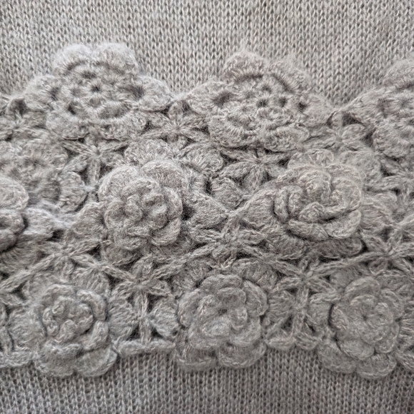 Angora Mohair Manoush crochet floral applique sweater dress Sz M - Picture 10 of 12